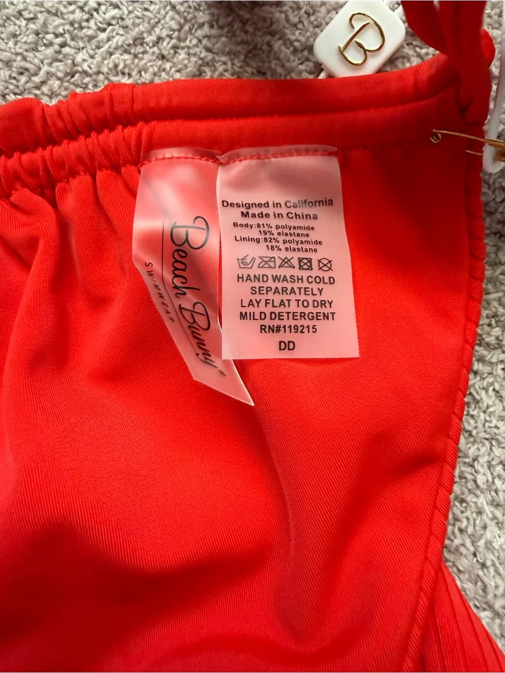 NEW - BEACH BUNNY - Georgia Halter Swim Top - RED - Picture 5 of 7